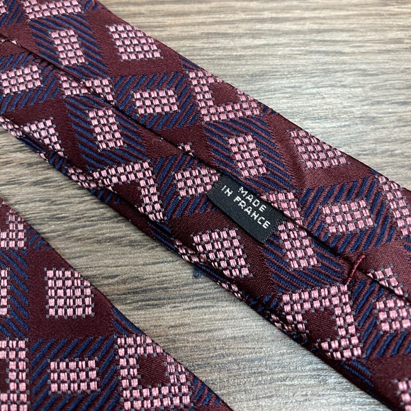 Charvet Maroon, Pink & Navy Check Tie - Picture 4 of 6